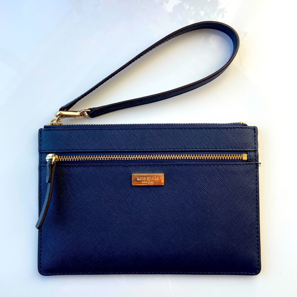 Kate Spade Tinie Laurel Way Leather Wristlet Offshore Blue